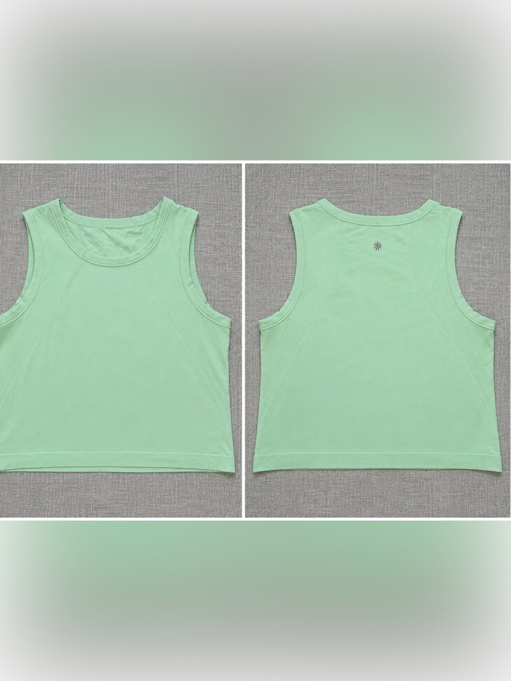 Athleta Mint Green Cropped Performance Tank High Neck Ribbed - Small